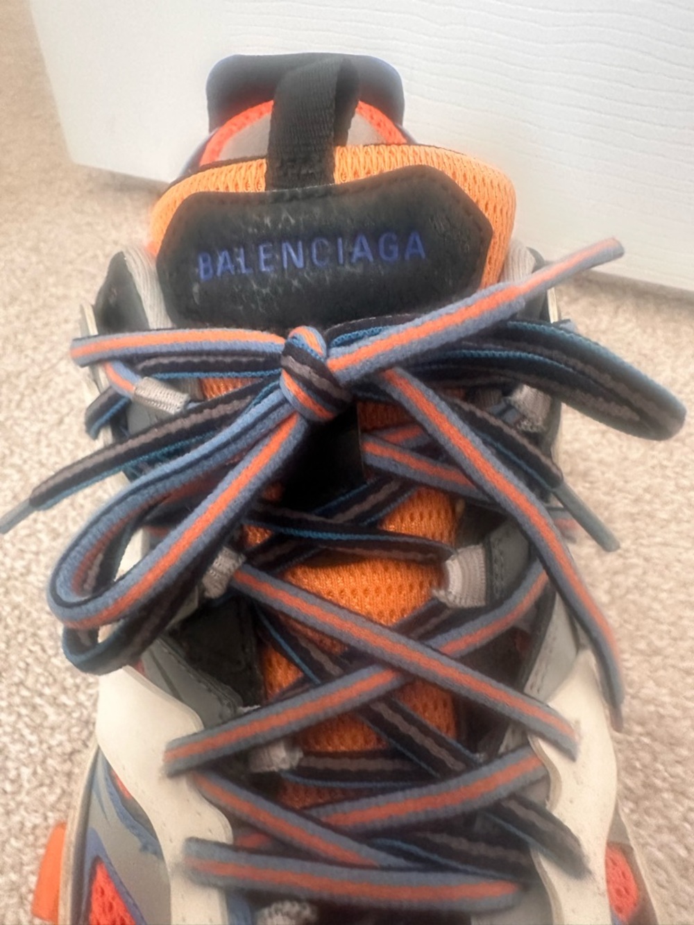 Balenciaga Men's Track 2 Sneakers in Orange and Blue - Picture 6 of 7